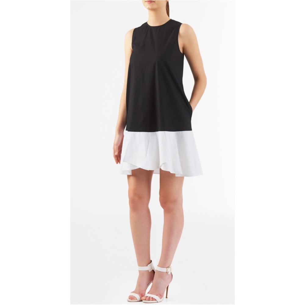 Flounce Hem Poplin Shift Dress